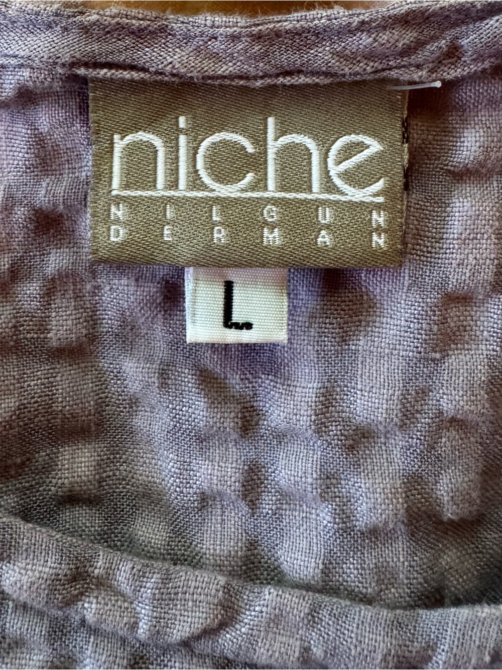 Niche by Habitat Linen Rayon Crinkle Tunic Top Lavender Large Lagenlook - Picture 4 of 5